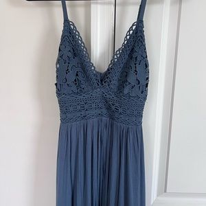 Blue Low Back Maxi Dress